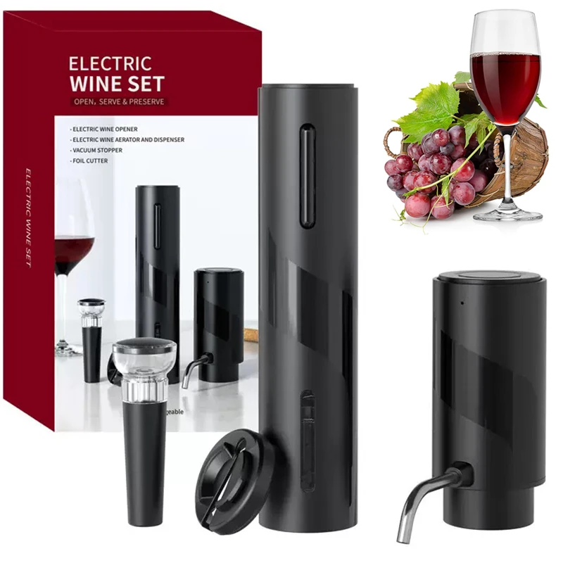 Decanter Aerator Set - USB oplaadbare 4-in-1 elektrische wijnopenerset met